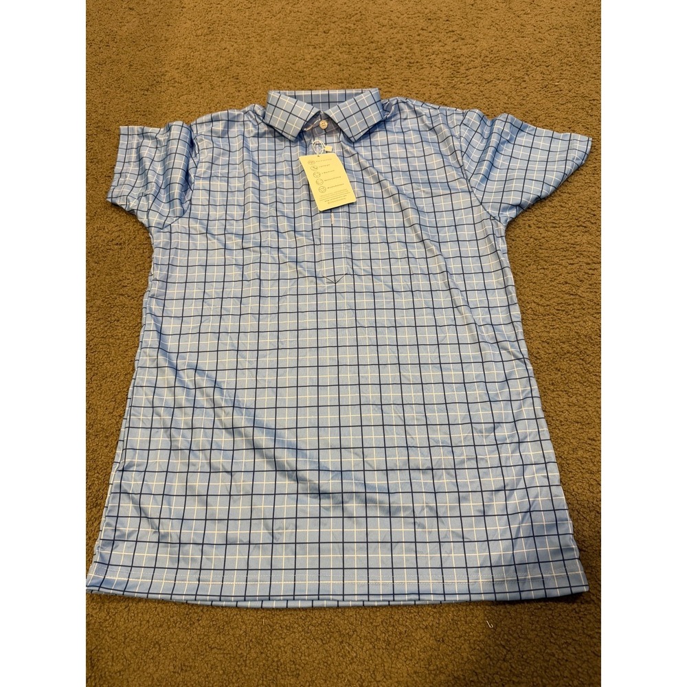 Collars And Co Mens Short Sleeve Polo Blue White Size Small NWT